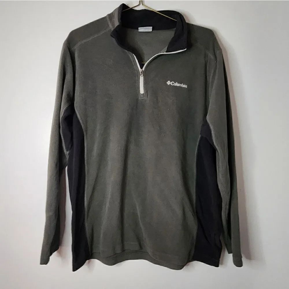 Columbia Men LARGE Klamath Range Half Zip Gray Micro fleece Pullover Jacket